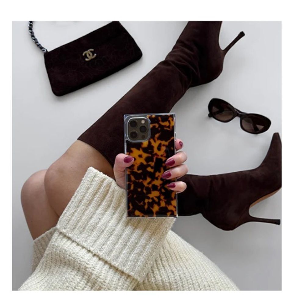Flaunt Square Tortoise Shell iPhone Case, iPhone 15